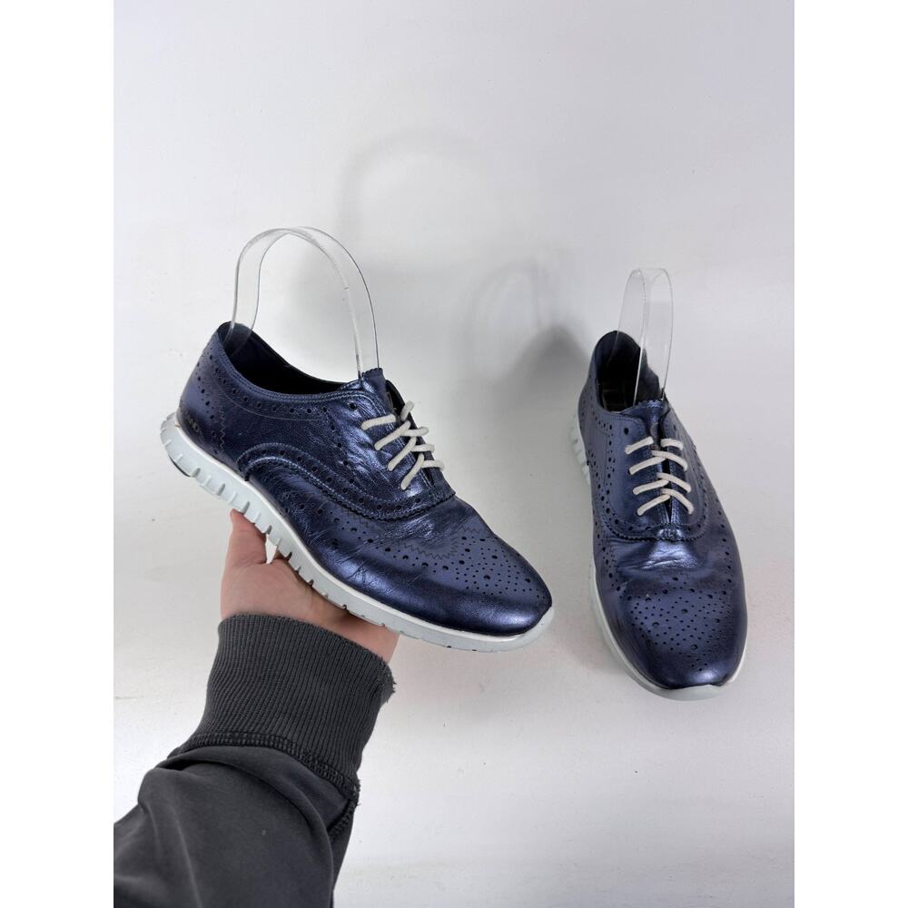 Cole Haan ZERØGRAND Wingtip Oxfords Women 7 Blue Leather Lace-Up Low Top Comfort